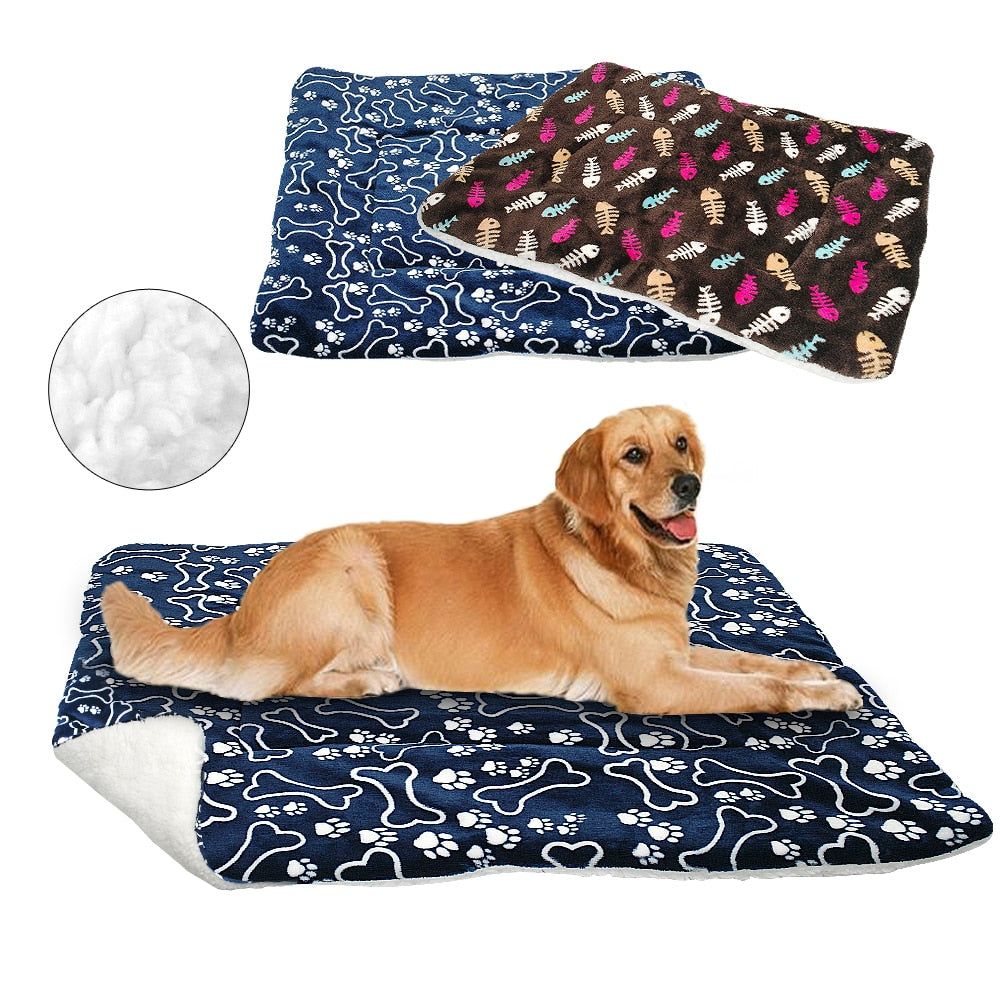 Winter Dog Bed Mat Pet Cushion Blanket Warm Paw Puppy Cat Fleece Beds For Small Large Dogs Cats Pad Chihuahua Cama Perro