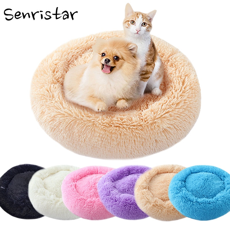 Soft Long Plush Round Pet Dog Bed for Small Medium Dogs Winter Warm Cat Bed Sleeping Lounger House Kitten Puppy Dog Bed Mat