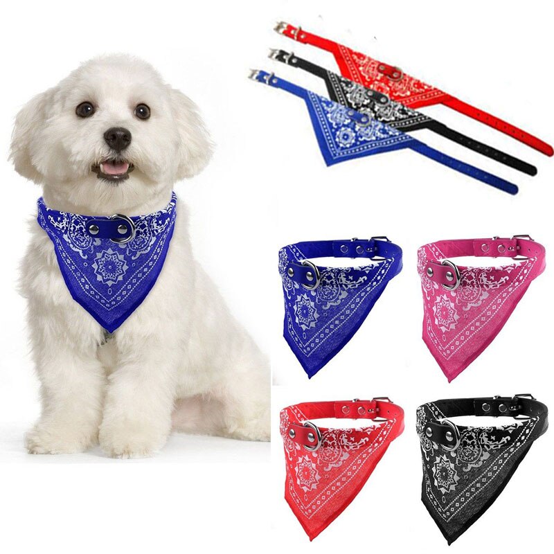 Adjustable Pet Dog Puppy Cat New Fashion Charming Chic Neck Scarf Bandana Leather Collar Neckerchief