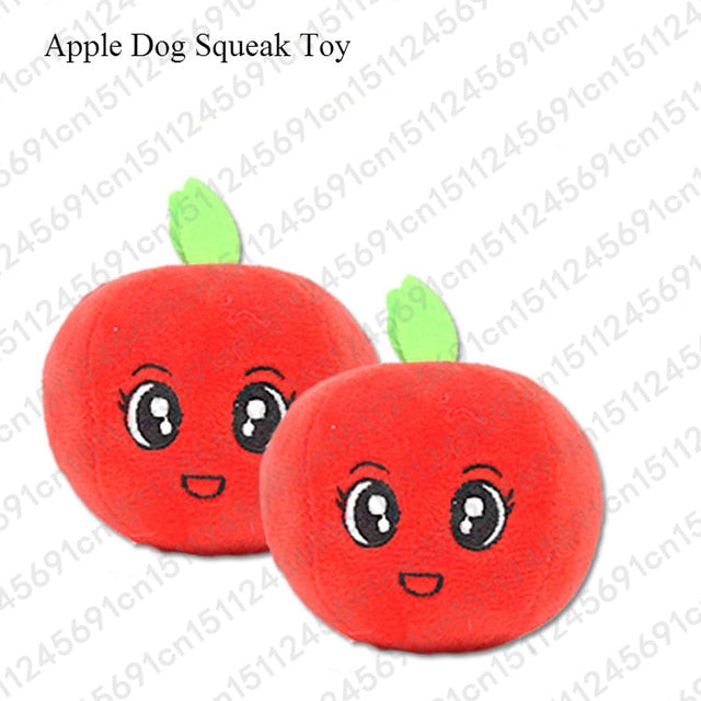 1pc Fruit Vegetable Chicken Drum Bone Squeak Toy For Dog Puppy Plush Red Pepper Eggplant Radish Duck Sounding Pet Toys