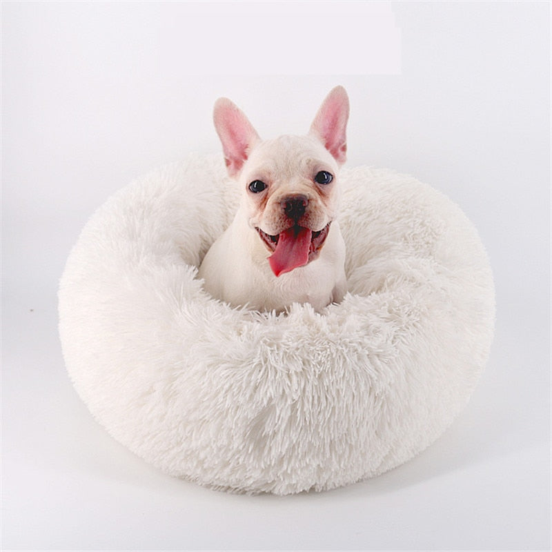 GLORIOUS KEK Luxury Dog Bed Warm Deep Sleep Thick Donut Pet Beds for Cat Small/Medium Dogs Long-Pile Plush Soft Round Dog House