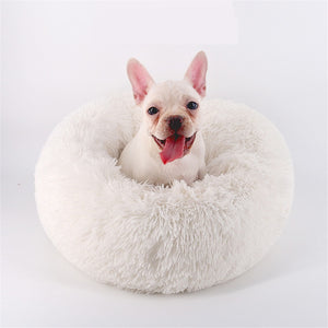 GLORIOUS KEK Luxury Dog Bed Warm Deep Sleep Thick Donut Pet Beds for Cat Small/Medium Dogs Long-Pile Plush Soft Round Dog House