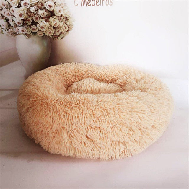 GLORIOUS KEK Luxury Dog Bed Warm Deep Sleep Thick Donut Pet Beds for Cat Small/Medium Dogs Long-Pile Plush Soft Round Dog House