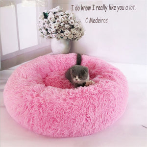 GLORIOUS KEK Luxury Dog Bed Warm Deep Sleep Thick Donut Pet Beds for Cat Small/Medium Dogs Long-Pile Plush Soft Round Dog House