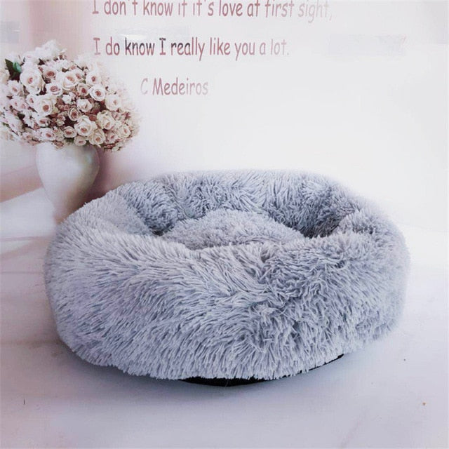 GLORIOUS KEK Luxury Dog Bed Warm Deep Sleep Thick Donut Pet Beds for Cat Small/Medium Dogs Long-Pile Plush Soft Round Dog House