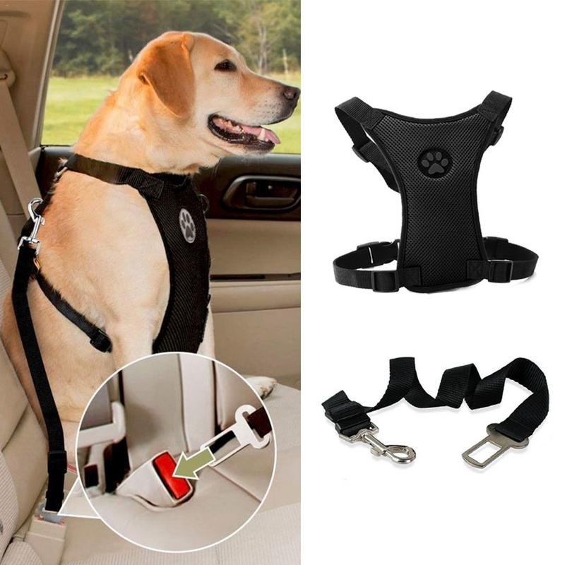 NEW Breathable Mesh Dog Harness Leash With Adjustable Straps Pet Harness With Car Automotive Seat Safety Belt Dog Chest Straps