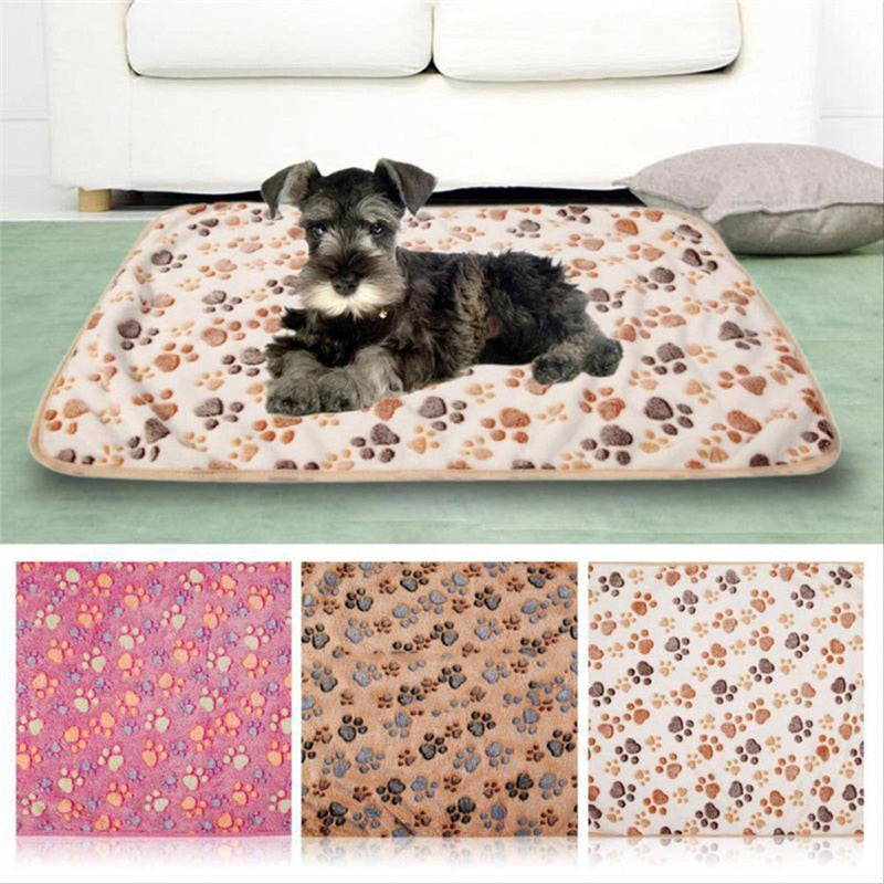 Pets Bed Mat Soft Warm Fleece Paw Print Pet Puppy Dog Cat Blanket Bed Mat Sofa Pet Warm Product Cushion Cover Towel#