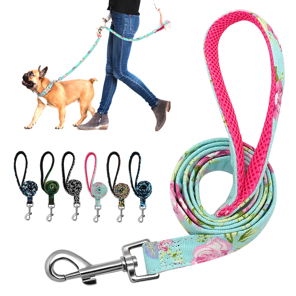 6 Colors Dog Leash Lead Nylon Printed Pet Puppy Walking Leash Mesh Padded Running Training Leashes Rope For Small Medium Dogs